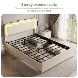 4Ft6 Double Upholstered Bed With 4 Drawer & Charging Port Princess Bed - thumbnail 3