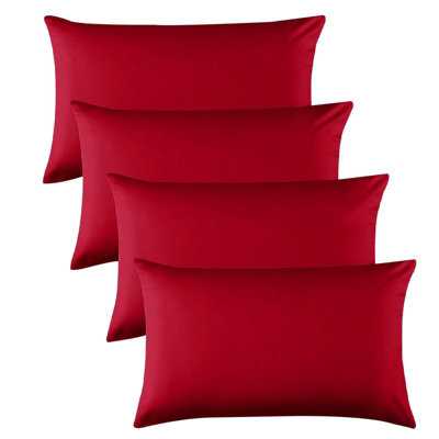 Oxford Homeware Plain Dyed Pillowcase 2 Pair (W)50X(L)75 Cm- Soft Breathable Easy Care Standard Bed Pillow Covers Red (Pack Of 4) - image 1
