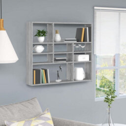 Berkfield Wall Shelf Grey Sonoma 90X16X78 Cm Engineered Wood - thumbnail 1