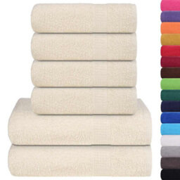 Berkfield Durable 6 Piece Towel Set Cream 360 Gsm 100% Cotton