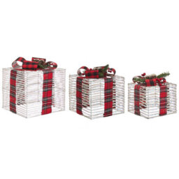 Beliani Set Of 3 Christmas Decorations Led Mangen Christmas Gifts 20/25/35 Cm Off-White - thumbnail 1