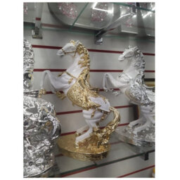 DEENZ Horse Statue Standing Horse Resin Ornament Sculpture Rearing Art Gold & White