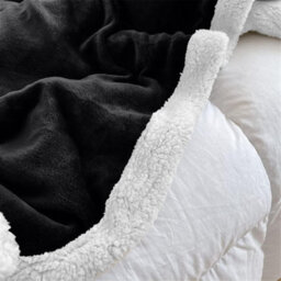 Ameha Thick Reversible Black Sherpa Fleece Blanket Super King 230X270Cm Soft Warm Plush Throw For Bed Sofa Travel And Pets - thumbnail 5