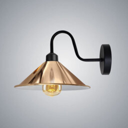 E27 Rose Gold Vintage Industrial Wall Sconce Swan Neck Light Fixture Complete With Bulb - thumbnail 1