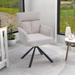 Living And Home Beige Frosted Velvet Swivel Occasional Armchair Lounge Chair With Metal Legs - thumbnail 2