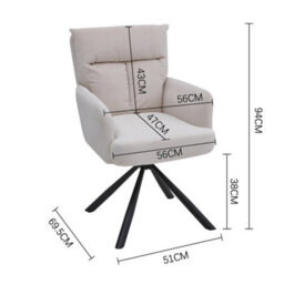 Living And Home Beige Frosted Velvet Swivel Occasional Armchair Lounge Chair With Metal Legs - thumbnail 6