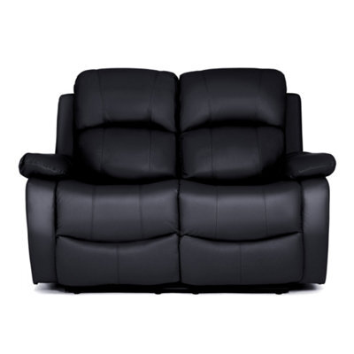 Bravich Black Faux Leather Manual Recliner Sofa - 2 Seater - image 1
