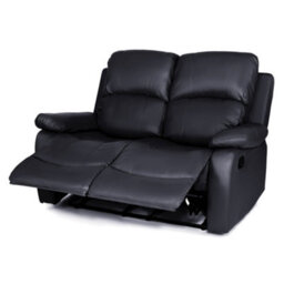 Bravich Black Faux Leather Manual Recliner Sofa - 2 Seater - thumbnail 2