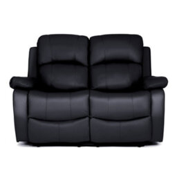 Bravich Black Faux Leather Manual Recliner Sofa - 2 Seater