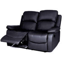 Bravich Black Faux Leather Manual Recliner Sofa - 2 Seater - thumbnail 3
