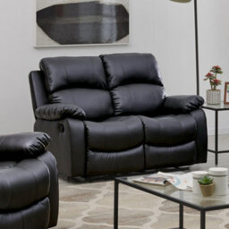 Bravich Black Faux Leather Manual Recliner Sofa - 2 Seater - thumbnail 7