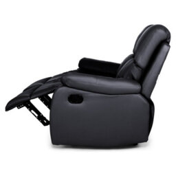Bravich Black Faux Leather Manual Recliner Sofa - 2 Seater - thumbnail 4