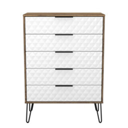 Anzio Matt Vintage Oak Effect 5 Drawer Chest (H)1067mm (W)765mm (D)395mm - thumbnail 1