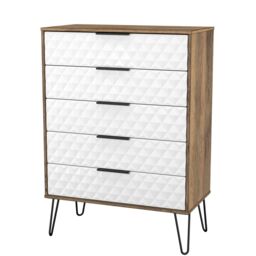 Anzio Matt Vintage Oak Effect 5 Drawer Chest (H)1067mm (W)765mm (D)395mm - thumbnail 3