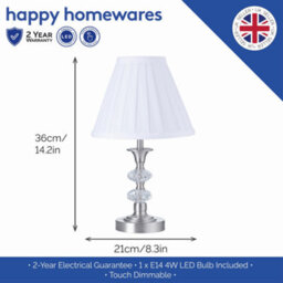 Happy Homewares Contemporary Satin Nickel Power Saving And Energy Saving Led Touch Table Lamp - thumbnail 5