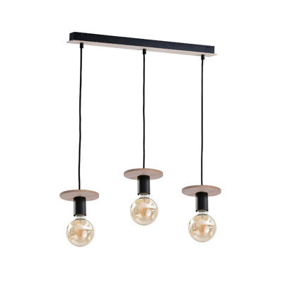 Luminosa Lighting Luminosa Saturn Bar Pendant Ceiling Light Natural, Black, 60Cm, 3X E27