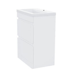 Nes Home White 600mm Pvc 2 Drawer Vanity Cabinet & Basin Sink Floor Standing - thumbnail 6