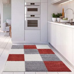 The Rugs Terra Grey And Ivory Soft Checkerboard Design Fluffy Shaggy Rugs And Runners High Pile Living Room Kitchen Hallway 381 - thumbnail 6