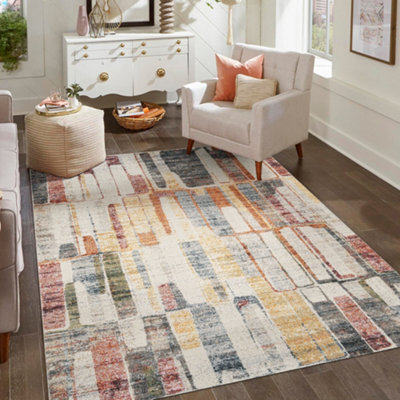 Aress Washable Modern Living Room Area Rug -Low Pile Geometric Design Muti Coloured 160Cm X 230Cm - image 1