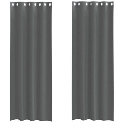 Berkfield Durable Voile Curtains With Grommets 2 Pcs Dark Grey 140X260 Cm