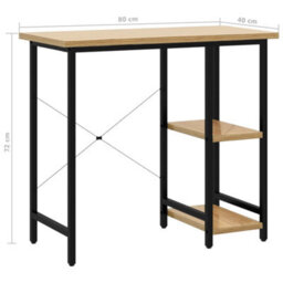 Berkfield Modern Computer Desk Black And Light Oak 80X40X72 Cm Mdf And Metal - thumbnail 7