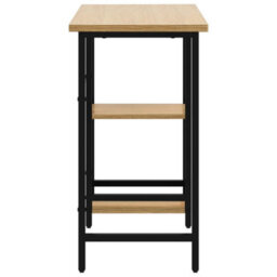Berkfield Modern Computer Desk Black And Light Oak 80X40X72 Cm Mdf And Metal - thumbnail 4