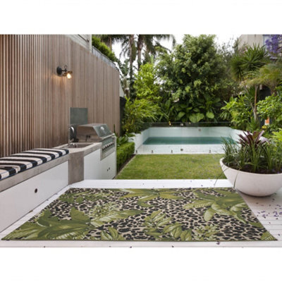 Melrose Modern Style Rugs Green Animal Print Non-Slip Indoor/outdoor Rug 200/285Cm - image 1