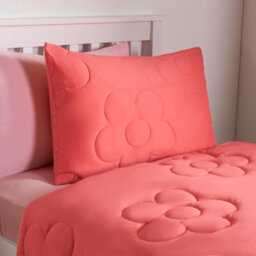 OHS Coverless Duvet 7.5 Tog Pillowcase Quilt Daisy Bedding Set, Coral - Double - thumbnail 3