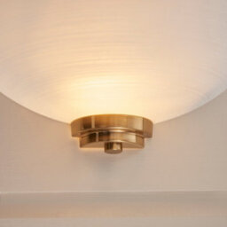 Luminosa Lighting Luminosa Welles Flush Wall Uplighter Brushed Aged Brass Plate, White Glass, 1X E27 - thumbnail 5