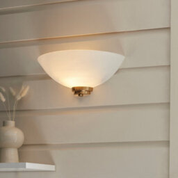 Luminosa Lighting Luminosa Welles Flush Wall Uplighter Brushed Aged Brass Plate, White Glass, 1X E27 - thumbnail 2