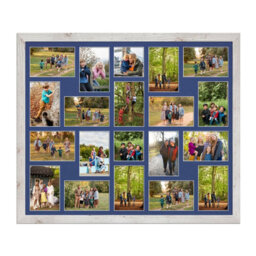 AK Frames 80X70Cm White Rustic Modern Multi Photo Frame With Blue Mount - Holds 20 Apertures (18X) 6X4, (2X) 4X4 Photos - thumbnail 1