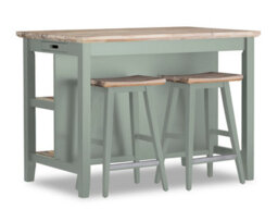 Statement Furniture Florence Sage Green Breakfast Bar Kitchen Island With Shelves - thumbnail 5