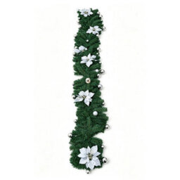 Living And Home 2.7M Artificial Christmas Garland With Led Lights White Flower Ball Festive Home Decoration - thumbnail 5