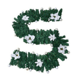 Living And Home 2.7M Artificial Christmas Garland With Led Lights White Flower Ball Festive Home Decoration - thumbnail 4