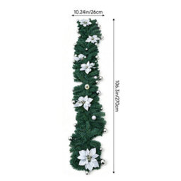 Living And Home 2.7M Artificial Christmas Garland With Led Lights White Flower Ball Festive Home Decoration - thumbnail 8