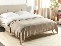 Beliani Bedspread Yerbent Cotton 200 X 220 Cm Taupe - thumbnail 2