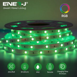 Ener-J 20 Meter Solar Led Strips With Silicon Cover, Ip65, 6V 12W Solar Panel With 12000 Mah Battery, Remote Included. Rgb - thumbnail 2