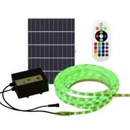 Ener-J 20 Meter Solar Led Strips With Silicon Cover, Ip65, 6V 12W Solar Panel With 12000 Mah Battery, Remote Included. Rgb - thumbnail 1