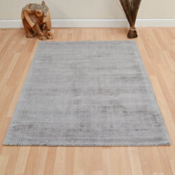 Grey Viscose Easy To Clean Plain Handmade , Luxurious , Modern Rug For Living Room, Bedroom - 160Cm X 230Cm - thumbnail 5