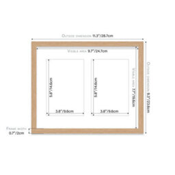 10X8 Inch 2 Opening Photo Collage Frame, Display Two 6X4 Inch Photos, Multi Aperture Family Picture Frame, Oak - thumbnail 4