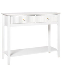 Wyld And Coco Wall-Mounted 2-Drawer Console Table, White Mdf 100X35Cm, Gold Handles - thumbnail 3