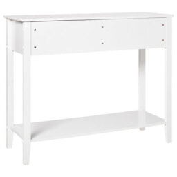 Wyld And Coco Wall-Mounted 2-Drawer Console Table, White Mdf 100X35Cm, Gold Handles - thumbnail 5