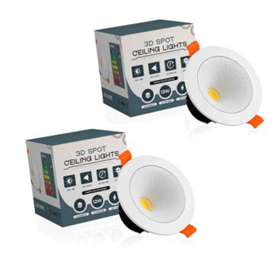 Led Recessed Ceiling Downlights Set Of 2 12W Warm White 2700K Slim Round Spotlights - image 1
