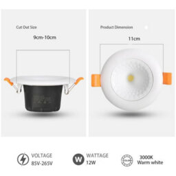 Led Recessed Ceiling Downlights Set Of 2 12W Warm White 2700K Slim Round Spotlights - thumbnail 3