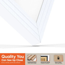 "AK Frames 25X17"" White Step Vinyl Record Frame With White Mount For 12 Inch Lp Cover & Disc - Overlapped Design" - thumbnail 3