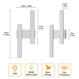 Pheashine Sleek Acrylic Led Wall Lamp 44Cm Warm Light 3000K For Living Room Study Bedroom Corridor - thumbnail 5