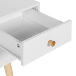 Beliani Home Office Desk White 4-Drawer With Solid Pine Legs, W110 X D55 X H78Cm - thumbnail 6