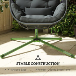 Outsunny Hanging Egg Chair With Stand, Cushions For Garden, Dark Grey - thumbnail 6