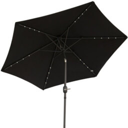 Sundaze 2.5M Black Garden Parasol With Solar Led Lights Crank Tilt Outdoor Patio Umbrella, Base Weights - thumbnail 5