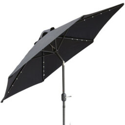 Sundaze 2.5M Black Garden Parasol With Solar Led Lights Crank Tilt Outdoor Patio Umbrella, Base Weights - thumbnail 4
